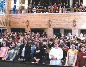 photo of youth rally Mass at Bishop O'Donnell Holy Name Memorial Chapel