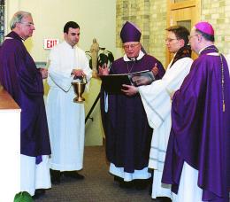 photo of blessing of the gathering space at St. Patrick Parish, Madison