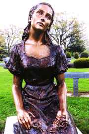 photo of new bronze Rachel Statue at entrance to Resurrection Cemetery in Madison
