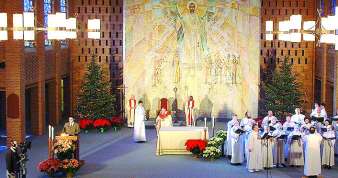 photo of Christmas Mass being videotaped at Bishop O'Connor Catholic Pastoral Center