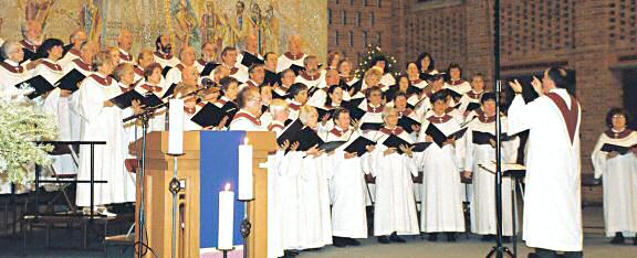 photo of the Madison Diocesan Choir singing at the annual 'Lessons and Carols' at the Bishop O'Connor Center