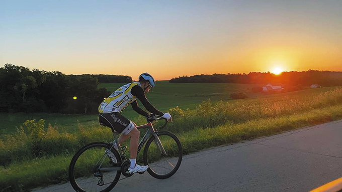 Martin Reza is biking in southern Wisconsin in the summer of 2022 to raise scholarship funds for Our Lady of the Assumption School in Beloit.  Last year he cycled 300 miles and raised $10,000.  He plans to cycle for a full 24 hours this summer to raise another $10,000.  (Contributed Photo)