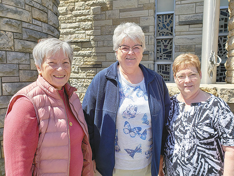 Co-chairs of the Madison Diocesan Council of Catholic Women Convention are, from, left: Carol Rogers, Fennimore; Maureen Pickle, Kieler; and Kathy Loy, Fennimore. (Contributed photo)
